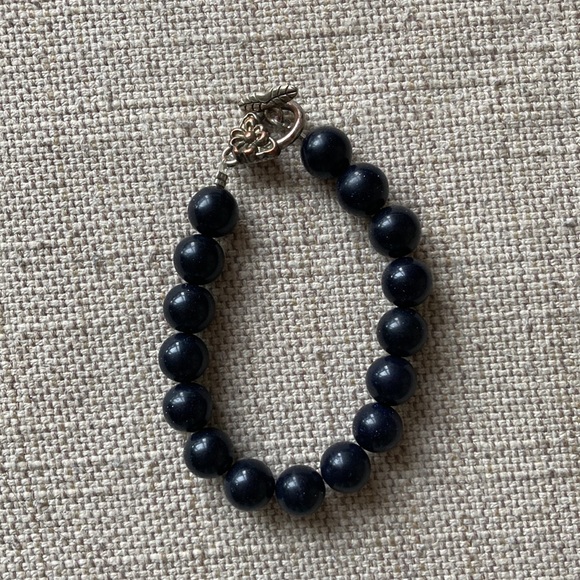 Black with a Tint of Glitter Gemstone Bracelet, Vintage - Picture 5 of 9